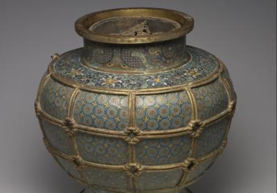 图片[3]-Cloisonne vessel in the shape of Lei wine vessel, Qing dynasty (1644-1911)-China Archive